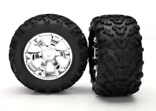 Traxxas 1/10 E-Maxx Brushless * 2 MAXX TIRES W/ CHROME GEODE WHEELS * 5674