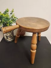 Wood Milking Stool Authentic Furniture Calif 3 Legged Handle Footstool Japan