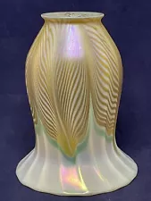 ANTIQUE QUEZAL ART NOUVEAU FLORIFORM GLASS SHADE EXPERTLY CRAFTED AND DECORATED