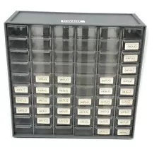 Vintage Akro-Mils 10-460 Organizer Storage Cabinet w/ 60x 20-445 Clear Drawers