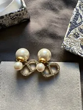 Christian Dior Tribales Earrings Gold-Finish Metal with White Resin Pearls