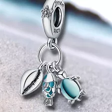 Pandora *SIZE* Charm Fish Nautical Shell Turtle Charm Sterling Crystal 925 ð 