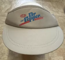 Vintage Diet Dr Pepper Visor Hat White 80’s Soda Pop Printed PHOTOS!ððºð¸ð¢