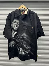 NWT Vintage Scarface Collared Button Up Short Sleeve Shirt AOP Al Pacino Size XL