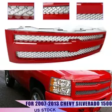 Fit For 2007-2013 Chevy Silverado 1500 Grille Victory Red Shell w/ Chrome Insert (For: More than one vehicle)