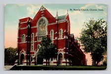 Postcard St Marys Church in Clinton Iowa, Antique N16