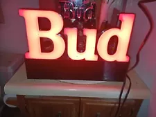 Budweiser Neon Sign Vintage BUD Beer bottle Bar Sign 1970s Red Advertising light