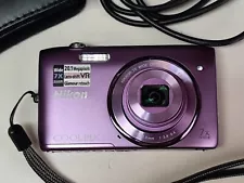 Nikon COOLPIX S3500 20.1MP Digital Camera With Case, Battery & Cord - Purple