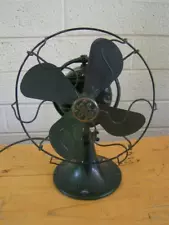 Vintage 1931 GE 8 Inch Oscillating Fan Original Green Paint 42x528 Art Deco