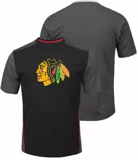 Chicago Blackhawks Mens Black Glowing Play Synthetic Crew Shirt (Large)