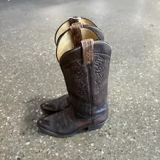 Tony Lama Boots Womens 5.5B Pull On Western Cowboy #6367 Brown Leather Heels