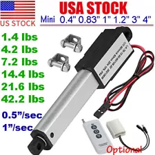 DC 12V Small Mini Micro Linear Actuator 1.2" 2" 3" 4" Stroke Fast Speed 6inch /s