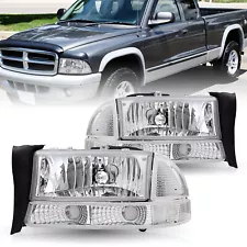 For 1997-2004 Dodge Dakota 1998-2003 Dodge Durango Chrome Clear Headlights LH&RH