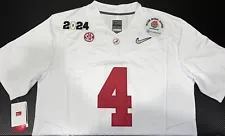 Playoff Jalen Milroe White Jersey Alabama Crimson Tide Rose Bowl Patch 4 2024