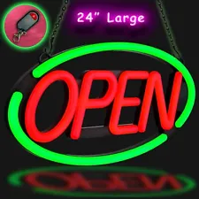 Large Open LED Neon Sign Bright for Restaurant Bar Store Subway Business Oval