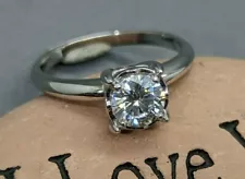 0.85CT Charles & Colvard Round Moissanite 14K Solid Gold Engagement Ring (DEF)