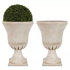 Worth Garden Plastic Urn Planters for Outdoor Plants, Tree 22'' Tall 2 Pack R...