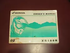 OEM Honda Motorcycle Dirt Bike Owner's Instruction Manual Guide Book 2002 XR100R