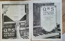 1920 QRS Player Piano Rolls Ask To Hear Them Vintage 2 Page ad