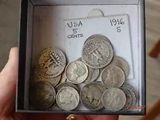 US silver quarters and dimes, Buffalo nickels lot