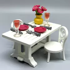 Playmobil Deli Restaurant Scene Cafe White Picnic Table Chairs Wine Flowers