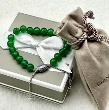 Beautiful David Yurman Spiritual Bracelet in Sterling Silver and Green Onyx