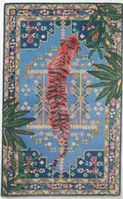 Bengal Rug | Tiger Blue Rug 5X8 6X9 8X10 9X12 Handmade rug | wool area rugs