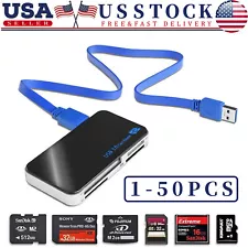 USB 3.0 Memory Card Reader Adapter 5GBPS Fit CF/TF/SD/Micro SD/XD/M2/MS Card LOT