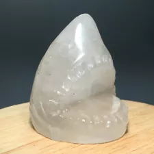 82g Natural Crystal.CLEAR QUARTZ.Hand-carved.Exquisite Shark head statues A56