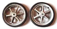 2 Vintage 5" High Rubber Tires with White Metal Rims & Spokes