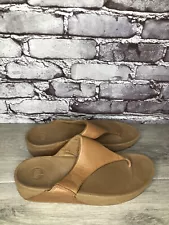 Fitflop Camel Tan Leather Flip Flop Wobble Board Sandals Women’s Sz 10M US/42EU