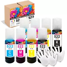 8 PK 560ML Printer Ink Refill for Epson 522 Ink ET-4800 2800 2803 2400 2720 4700