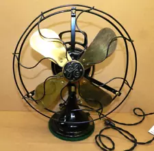 VINTAGE GENERAL ELECTRIC GE RESTORED Oscillating Fan 12" brass Blade