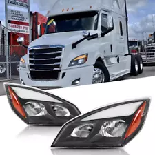 For 2018-2022 Freightliner Cascadia Full LED Black Housing Headlights Headlamps