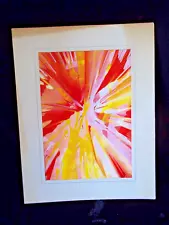 Spin Art Paintings Carnival MOD Abstract Painting Vintage 1960's era Yellowing