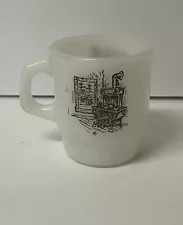 FIRE KING “ wood stove” coffee mug HTF Milk glass