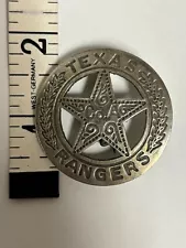 TEXAS RANGERS CO. A - Vintage Look Silver Tone 2" Star in Circle Badge Pin NEW