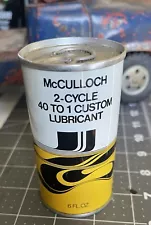 CAN of Vintage McCulloch Custom Lubricant Two Cycle Motor Oil 6 oz Full