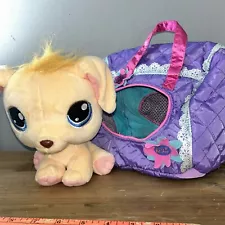 Hasbro Littlest Pet Shop BOBBLEHEAD TAN PUPPY DOG 7" Plush Carry Case Stuffed An