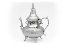 XXL Moroccan Handmade Tea Pot Handmade Serving 12 Cups Brass Silver Plated Fez