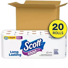 SCOTT 1000 Sheets Per Roll Toilet Paper, 20 Rolls - White