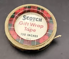 Vintage 3M Scotch Gift Wrap Tape Roll Holiday Christmas Tin Core (BoxC)