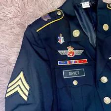 Vintage US Army Dress Blue Service Uniform Jacket Coat Size 40R