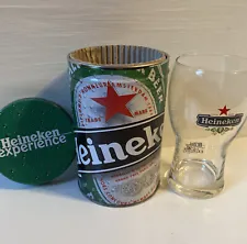 Heineken Experience TIN Beer Glass 10oz Green Canister Souvenir .25L BRAND NEW