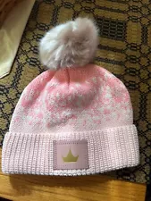 NEW Disney X Love Your Melon Beanie Pink Knit Princess Pom Detachable Gold