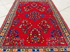 Authentic Hand Knotted Vintage Sarouk Wool Area Rug 2.11 x 2.0 Ft (500 KAR)