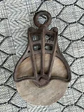 New Listing1888 Antique Wood Barn Pulley Trolley Cast Iron Open Frame