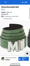 MCM Sliver Buckle Claus Reversible Leather Belt One Size - Green