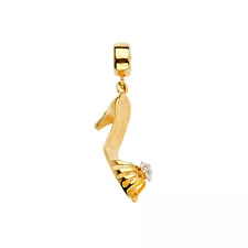 14K Yellow Gold Heels Shoe Charm Pendant Mix & Match For Bracelet Necklace Chain