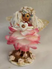 Handmade Fantasy Flower Fairy Doll - Whimsical Fairy - Pretty In Pink- 5 1/2"